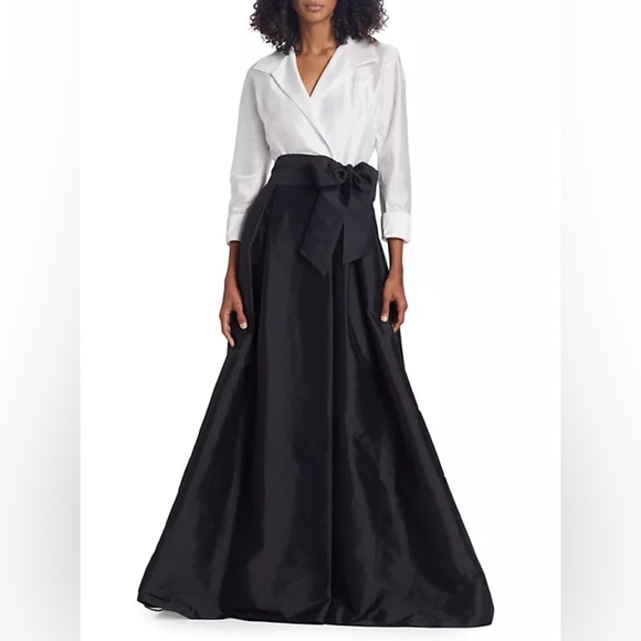 Teri Jon by Rickie Freeman
Taffeta Two-Tone Shirt Gown - Picture 2 of 14